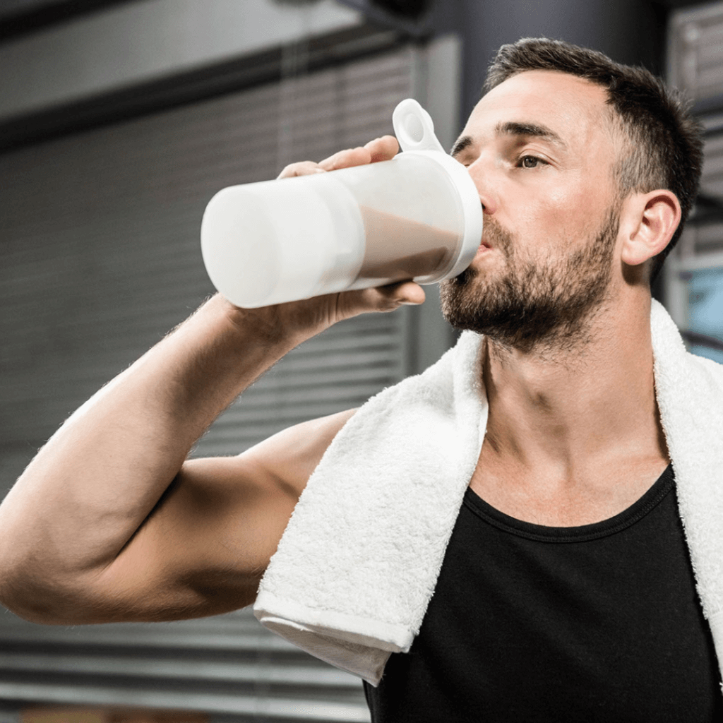 Man drinking protein shake